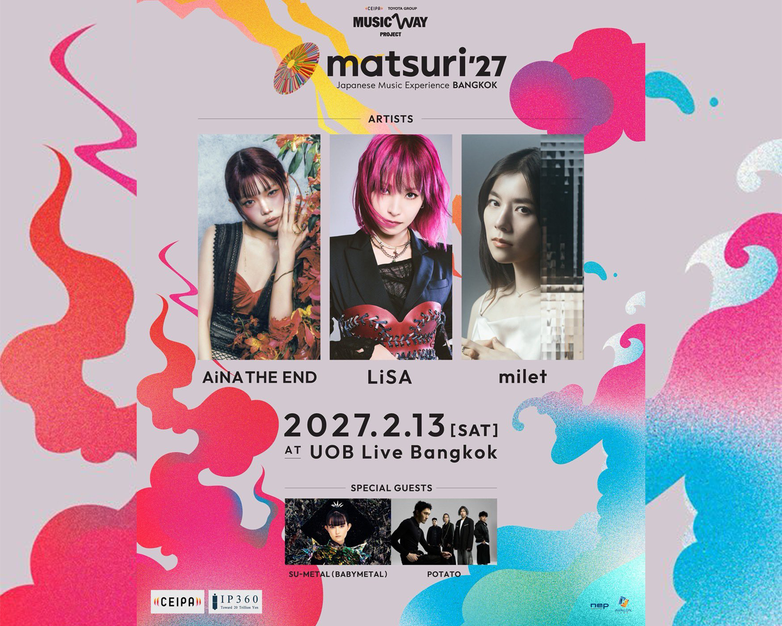 “matsuri ‘27” บุกกรุงเทพฯ ครั้งแรกในเอเชีย! ขน LiSA, milet, AiNA THE END พร้อม SU-METAL และ POTATO ร่วมฉลอง 140 ปี ไทย-ญี่ปุ่น